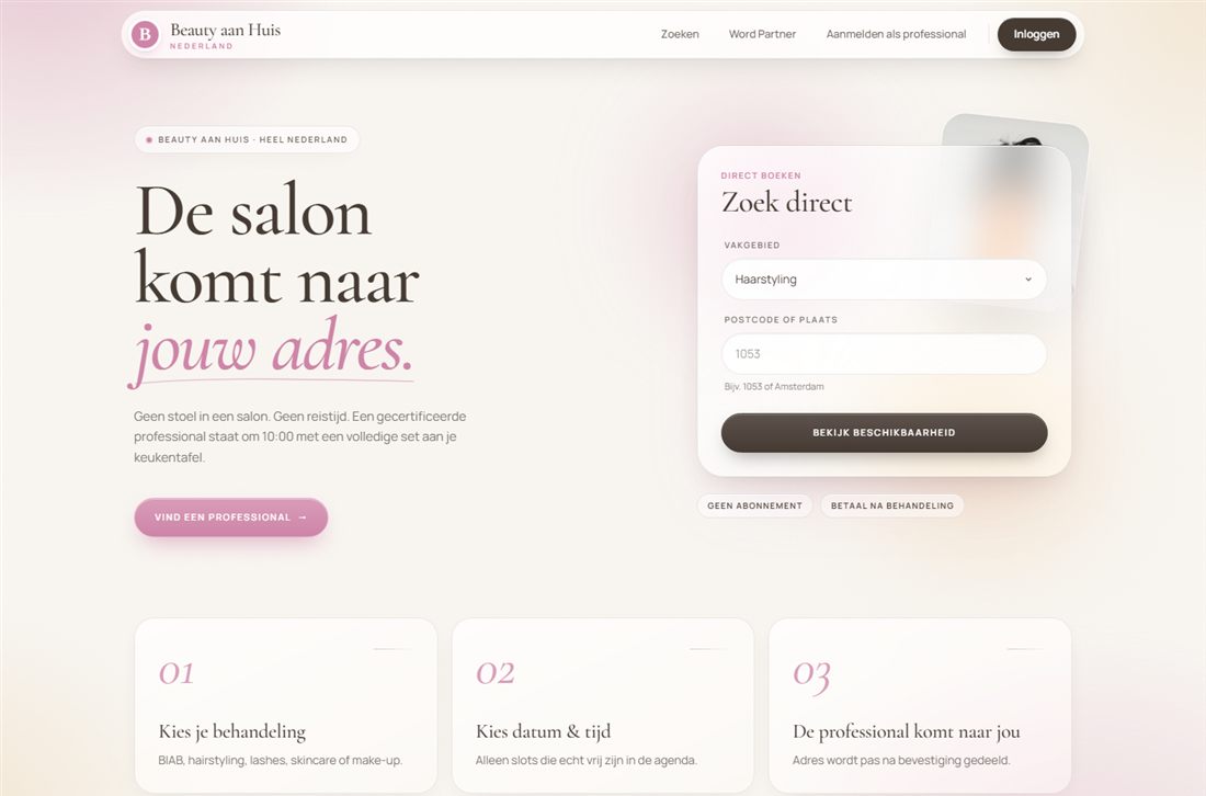 Homepage van Beauty aan Huis