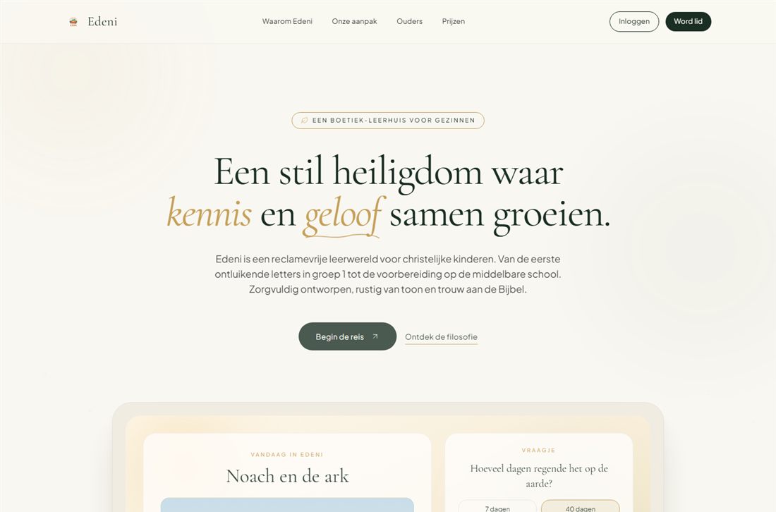 Homepage van Edeni