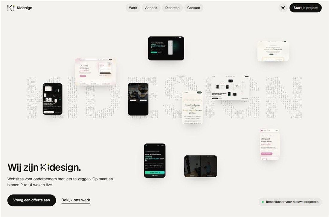De homepage van KIdesign